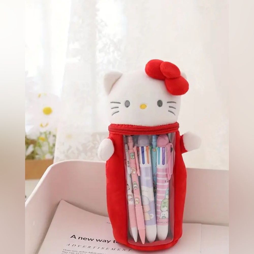 Hello Kitty Red and White Plush Pencil Holder